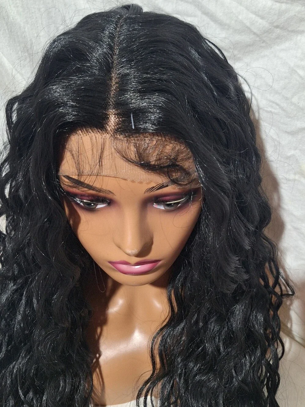 Luxury Long Wavy Lace Front Wig  Human Hair Blend.